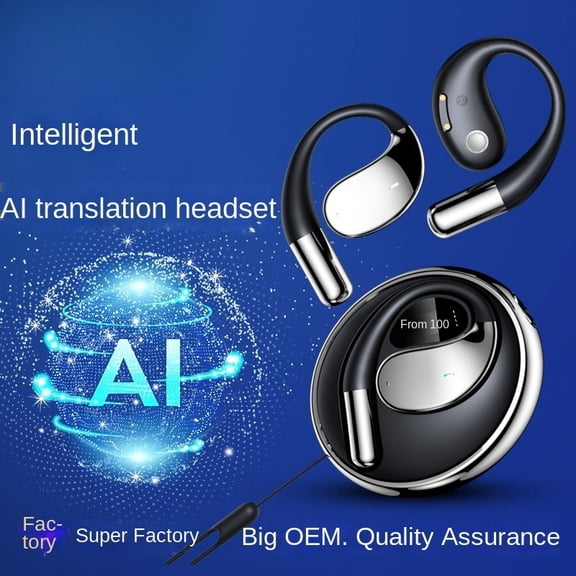 Cross-border Over-Ear Bluetooth Headphones - Open-Ear, Wireless, Long Battery Life, Sports, Smart AI Translation, No In-Ear Desi
