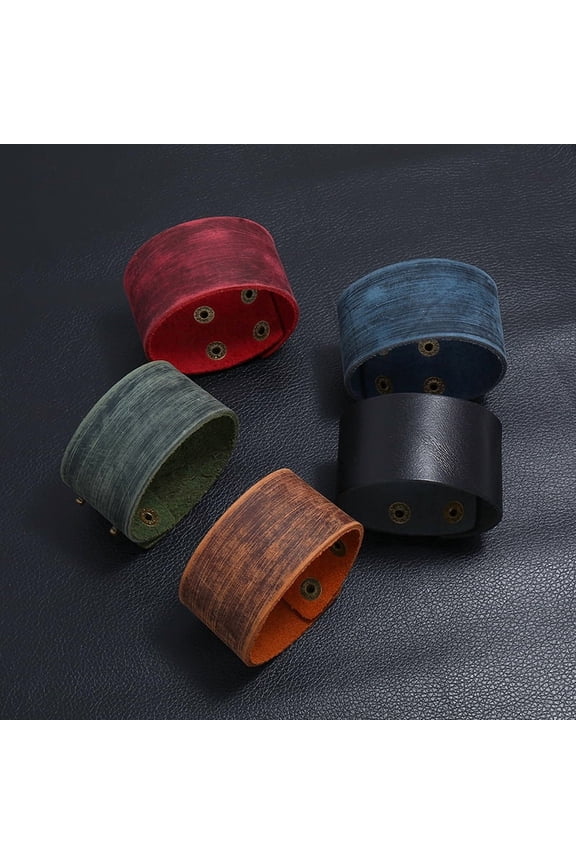 Cross-border Simple Retro Style Cowhide Light Board Width Leather Bracelet