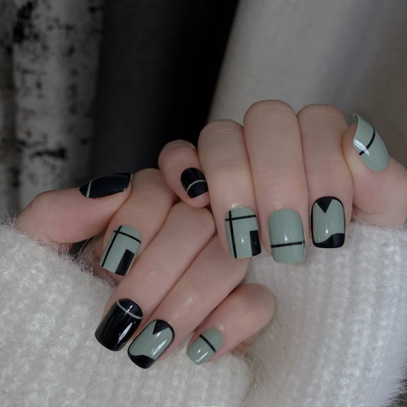 Cross-border autumn and winter manicure wearing nail pads nail stickers simple short fake nail finished patch manicure wholesale Q24