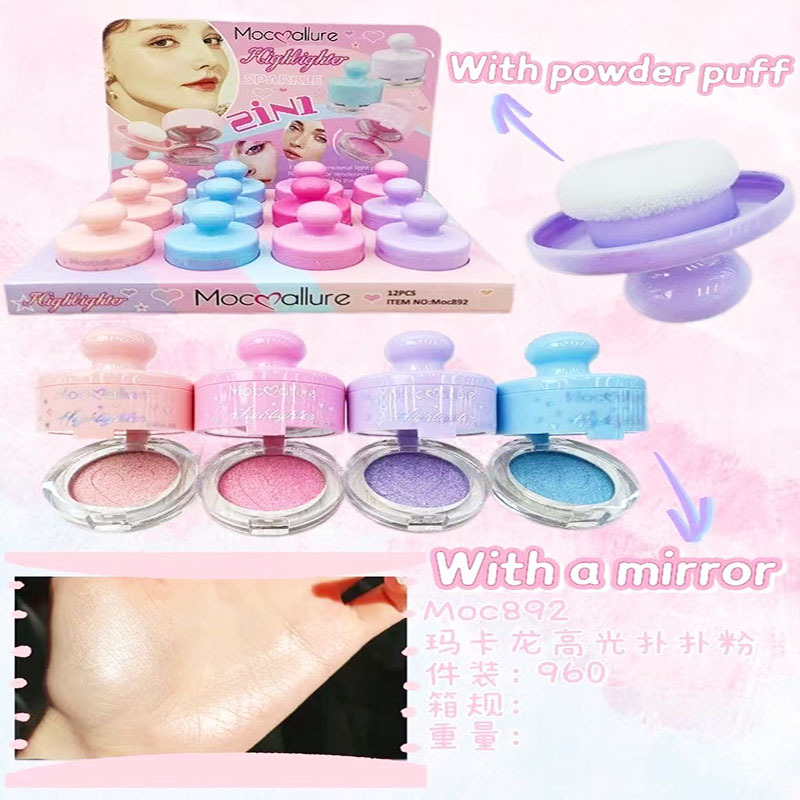 Crossborder exclusive 2IN1 powder puff mirror macaroon highgloss pat
