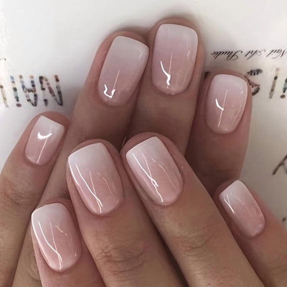 Cross-border explosion simple fashion nude gradual change wearing nail women nail patch foreign trade 24 pieces detachable nail art