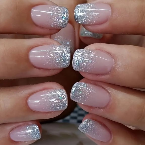 Cross-border fashion simple nude flash manicure classic versatile glitter removable wearable nail fake nail nail piece
