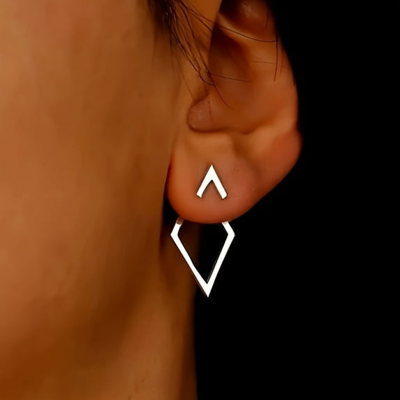 Cross -border geometric shape double -layer combination earrings have a simple and elegant style, suitable for any occasion.,Rose gold