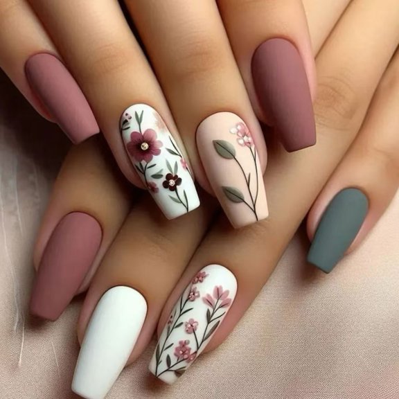 Cross-border hot sale ballet fake nails classic solid color sweet sunshine flower simple style fashion wear nail wholesale