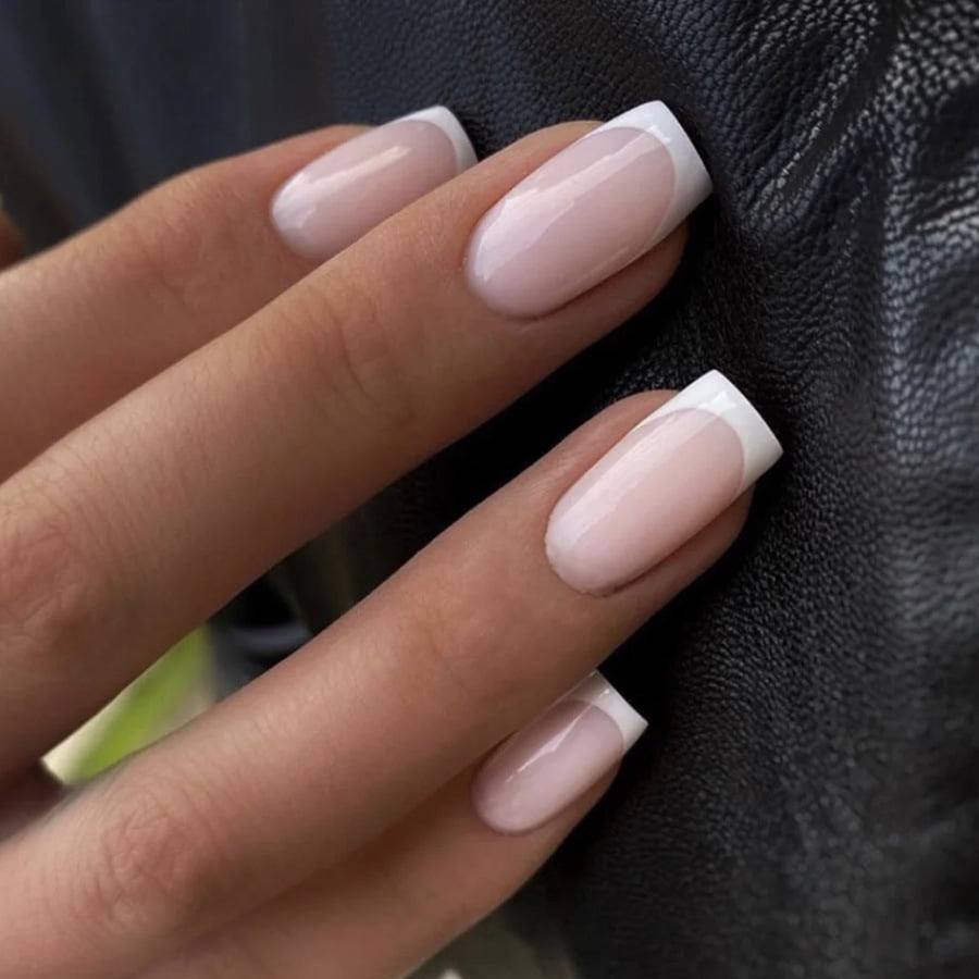 Cross-border hot sale classic fashion white edge sweet pink versatile color wearing nail removable fake nail finished product wholesale