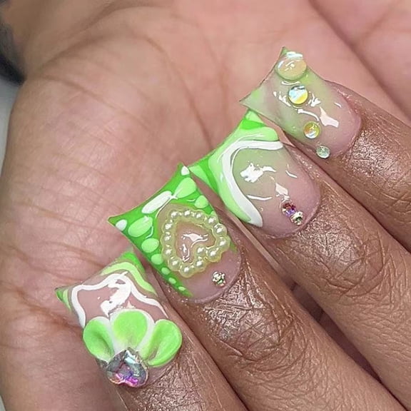 Cross-border hot sale sweet and clear pearl love youth wear armor removable fake nail finished wholesale cute