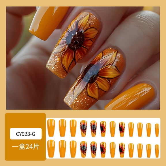 Cross-border hot-selling chrysanthemum table long trapezoidal armor, simple glitter nail patch wholesale, foreign trade wearing nail pads