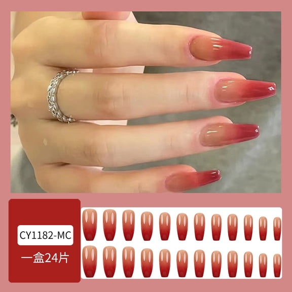 Cross-border hot-selling gradual change orange powder nail art, fashionable and soft coral nail piece, exquisite simple and elegant gradual change wearing nail