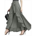 thumbnail image 1 of Cross-border women's foreign trade European and American large size high-waisted wide-leg pants autumn new high-waisted trousers chiffon pants-grey-L, 1 of 4