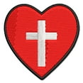 thumbnail image 1 of Cross in Heart Christian Applique Multi-Color Embroidered Hook & Loop Patch - 2.0 Inch Mini, 1 of 5