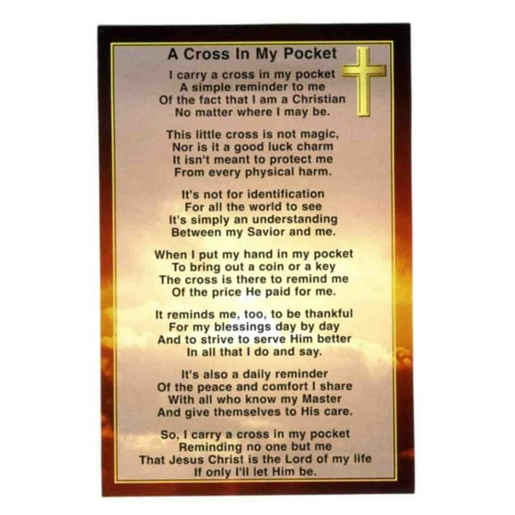 Cross in My Pocket Prayer Cards Package of 100