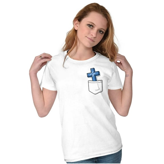 Cross in Pocket Holy Roller Faith Womens Slim Fit Graphic Tee Brisco Brands L