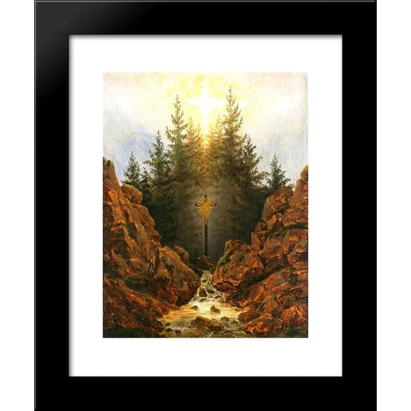 Cross in the forrest 20x24 Framed Art Print by Caspar David Friedrich