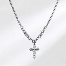 Cross necklace for men, stainless steel cross pendant necklace