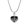 thumbnail image 1 of Cross on Heart Stainless Steel Ashes Keepsake Cremation Necklace for Ashes Memorial Jewelry with FREE Funnel Kit and Velvet Jewelry Box-[Black], 1 of 6