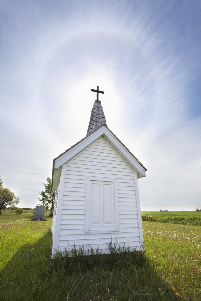 Cross on crypt with sun halo near minnedosaManitoba canada Canvas Art - Susan Dykstra Design Pics (24 x 38)