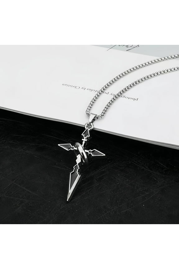 Cross pendant necklace with ring European and American fashion simple necklace for men and women high-end trend men's accessories hip-hop versatile necklace, holiday gift