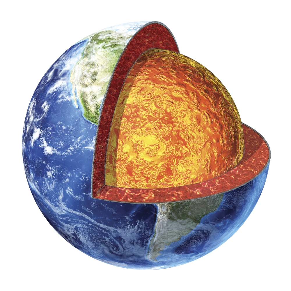 Cross section of planet Earth showing the lower mantle Canvas Art - Leonello CalvettiStocktrek Images (29 x 29)