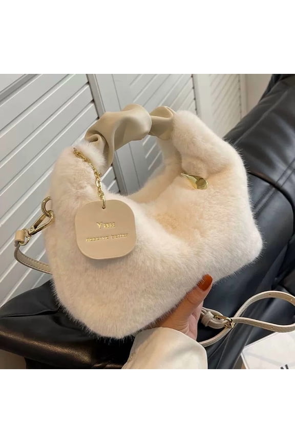 Cross shoulder women's fashionable plush bag autumn and winter handbag