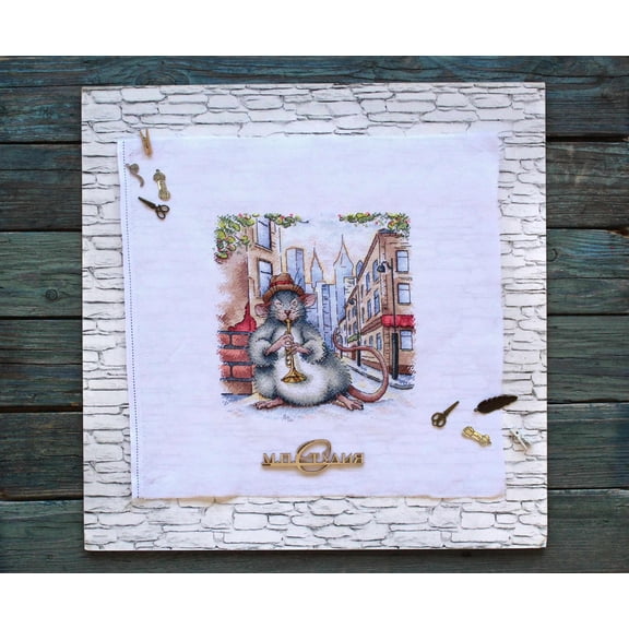 Cross-stitch Kit Street Jazz SNV-698 Needlework Rat Animal Gray City MP Studia