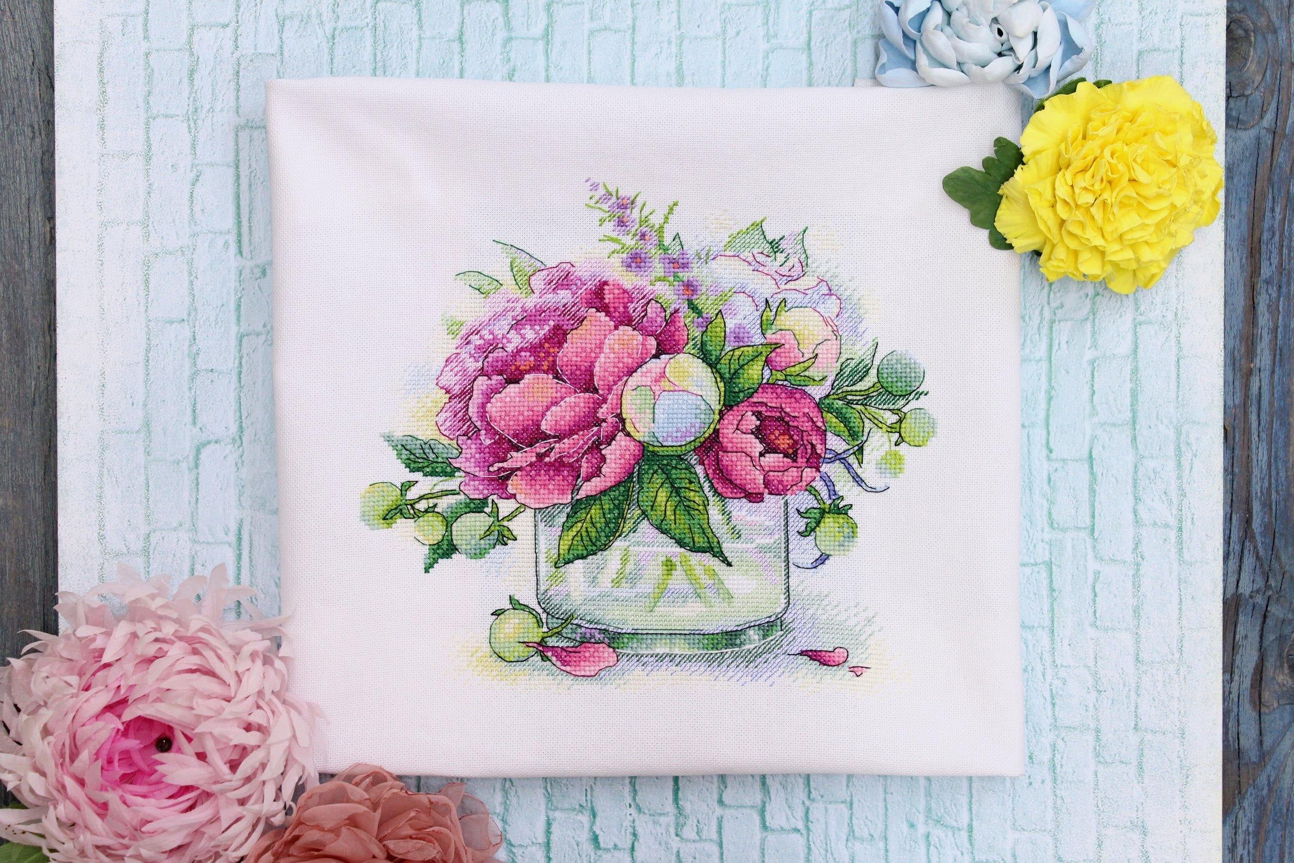 Cross-stitch Kit Tender Aroma SA-032 Needlework Pink Flowers MP Studia