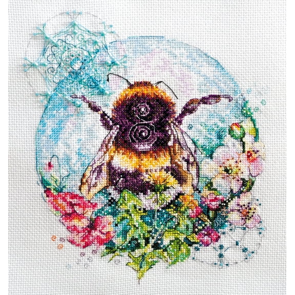 Wizardi Cross-Stitch kit - Caramel Spider Web. Beginner Embroidery Kit for Adults. Cross-Stitch Supplies. Needle, Canvas, Scheme, Floss and Floss Organizer Kit. AH-085 Abris Art