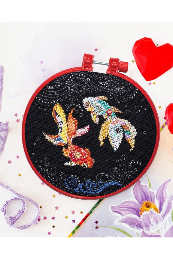 Cross-Stitch kit - in Gentle Waves. Beginner Embroidery Kit for Adults. Cross-Stitch Supplies. Needle, Canvas, Scheme, Floss and Floss Organizer Kit. AHM-059 Abris Art
