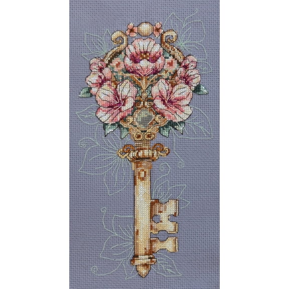 Wizardi Cross-Stitch kit - Key to Feelings. Beginner Embroidery Kit for Adults. Cross-Stitch Supplies. Needle, Canvas, Scheme, Floss and Floss Organizer Kit. AH-275 Abris Art