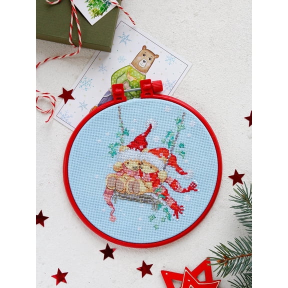 Wizardi Cross Stitch kit - On The Swing. Beginner Embroidery Kit for Adults. Cross-Stitch Supplies. Needle, Canvas, Scheme, Floss and Floss Organizer Kit. AHM-028 Abris Art