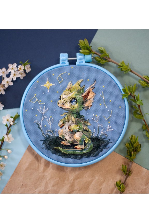 Cross-Stitch kit - The Star Lighter. Beginner Embroidery Kit for Adults. Cross-Stitch Supplies. Needle, Canvas, Scheme, Floss and Floss Organizer Kit. AHM-087 Abris Art