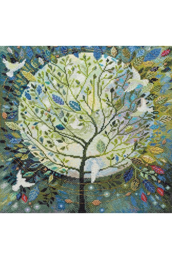 Cross-Stitch kit - World Tree. Beginner Embroidery Kit for Adults. Cross-Stitch Supplies. Needle, Canvas, Scheme, Floss and Floss Organizer Kit. AH-049 Abris Art