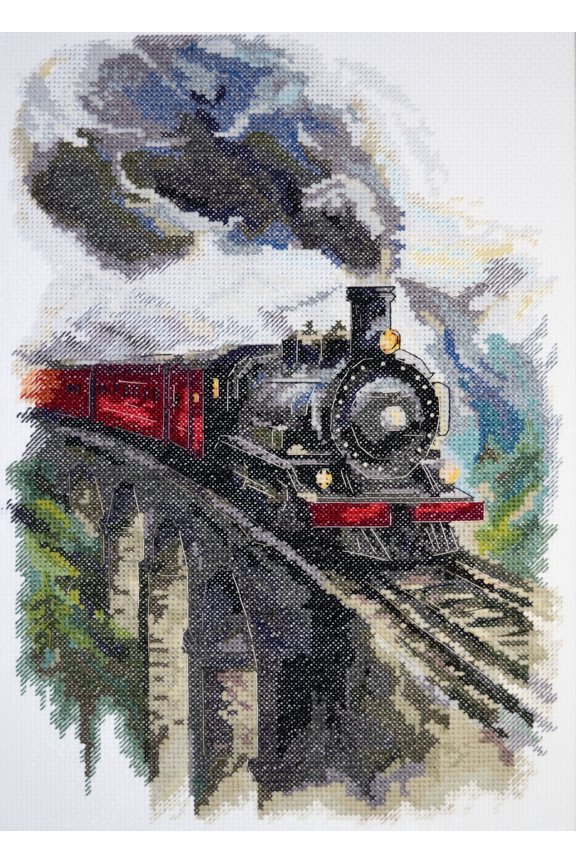 Cross-Stitch kit - Eastern Express. Beginner Embroidery Kit for Adults. Cross-Stitch Supplies. Needle, Canvas, Scheme, Floss and Floss Organizer Kit. AH-217 Abris Art