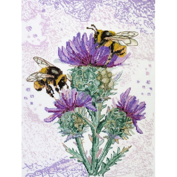 Wizardi Cross-Stitch kit - Hunting for Nectar. Beginner Embroidery Kit for Adults. Cross-Stitch Supplies. Needle, Canvas, Scheme, Floss and Floss Organizer Kit. AH-188 Abris Art