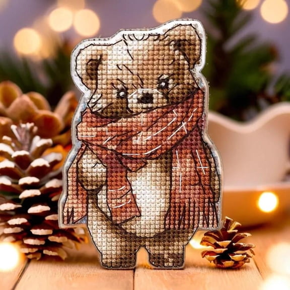 Wonderland Crafts Bear Cross-Stitch kit on a Plastic Base FLX-002