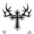 thumbnail image 1 of Cross with Antlers - 5" Vinyl Sticker - For Car Laptop I-Pad - Waterproof Decal, 1 of 1