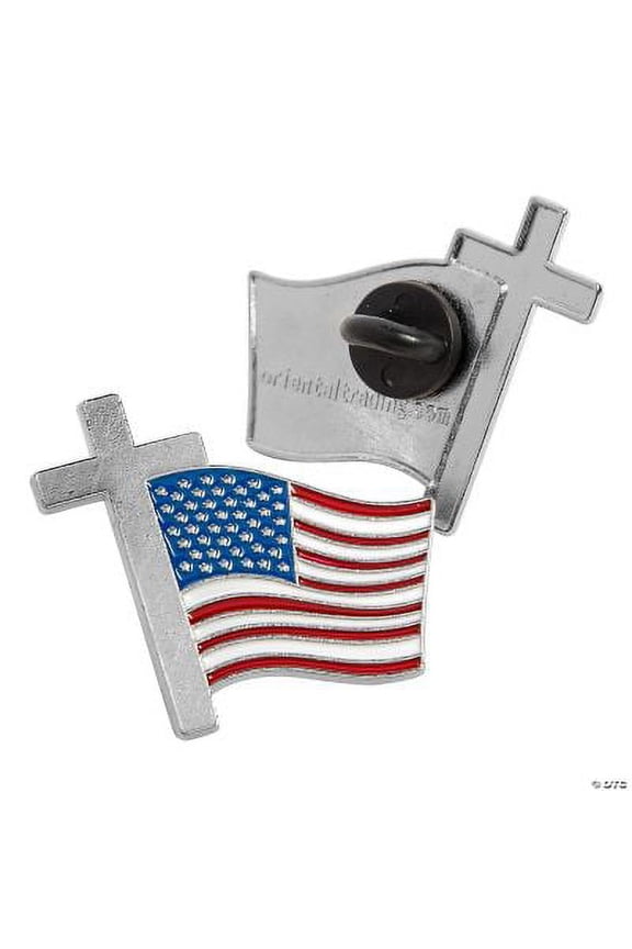 Cross with Flag Pins - 36 Pc., Fourth of July, Jewelry, 36 Pieces