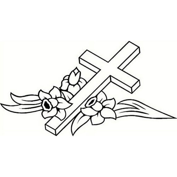 Cross with Flowers Wall Decal By Scripture Wall Art. Vinyl Wall Art, Inspirational Vinyl Stencils and More and More. Made in the Usa.