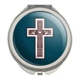 thumbnail image 1 of Cross with Heart Christianity Compact Travel Purse Handbag Makeup Mirror, 1 of 3