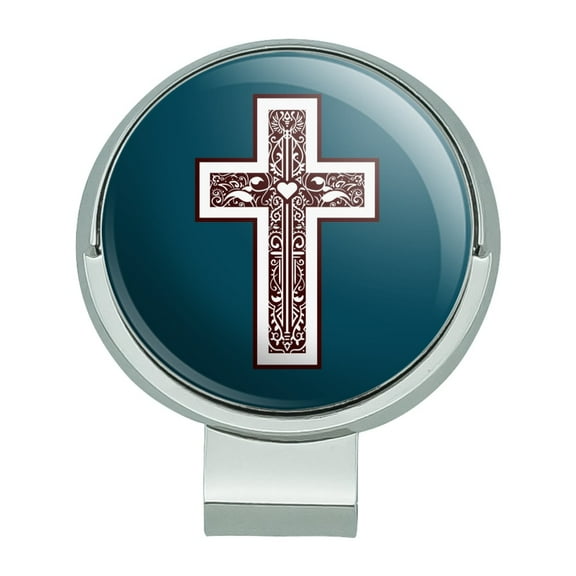 Cross with Heart Christianity Golf Hat Clip With Magnetic Ball Marker