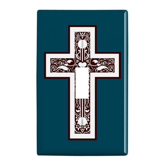 Cross with Heart Christianity Plastic Wall Decor Toggle Light Switch Plate Cover