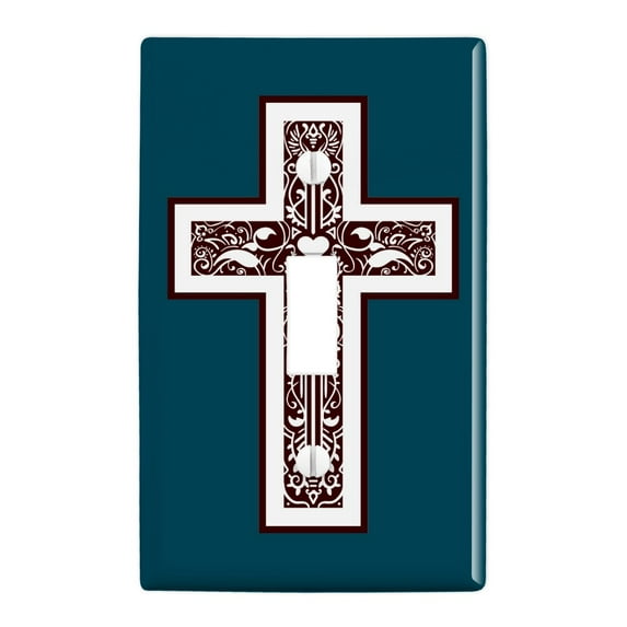 Cross with Heart Christianity Plastic Wall Decor Toggle Light Switch Plate Cover