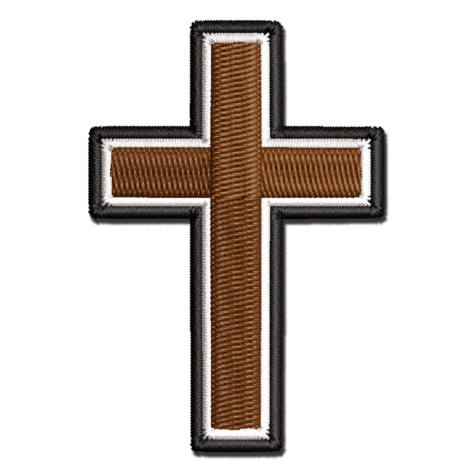 Cross with Outline Christian Applique Multi-Color Embroidered Iron-On Patch - 3.5 Inch Large