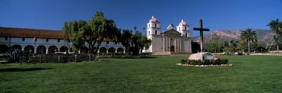 Cross with a church in the background Mission Santa Barbara Santa Barbara California USA Canvas Art - Panoramic Images (36 x 12)