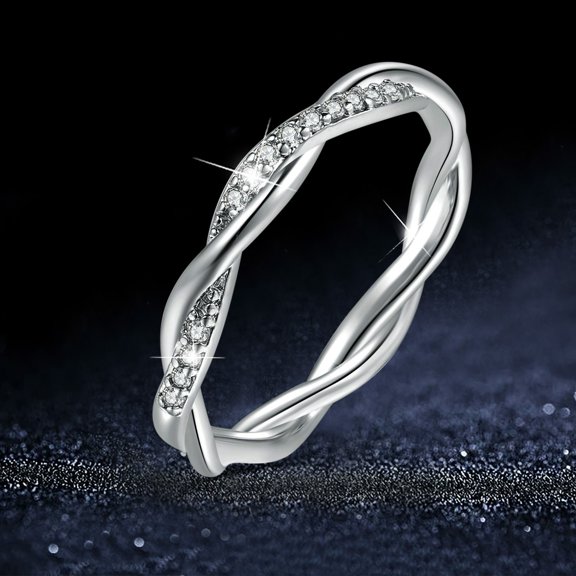 Cross-wound Zirconia Rings Diamond Anillos Mujer Women Rings Fashionable Female Ring Fashion Rings For Women, 5.95 cm, Silver