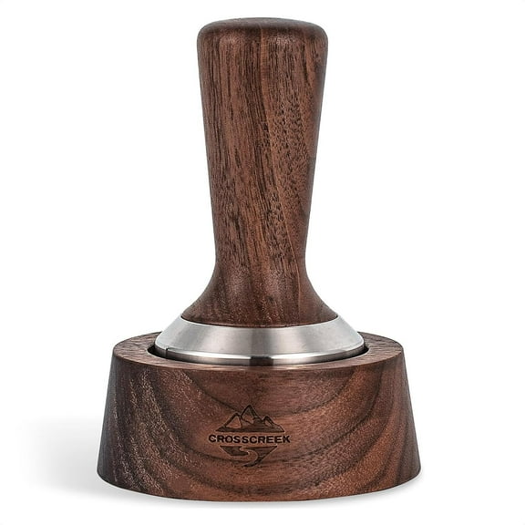 CrossCreek 58mm Espresso Tamper | Fits All 58mm Espresso Portafilter | Breville/Rancilio/La Marzocco/etc. | Stainless Steel & Walnut Espresso Hand Tamper Tools | Espresso Machine Accessories Y101