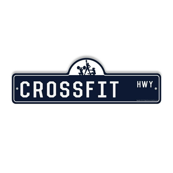 CrossFit Plastic Street Sign - 6 Inch X 18 Inch Gift Fitness Gym Workout Strength Exercise Training Athlete Program Challenge Active Decor