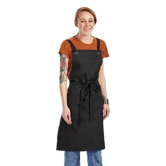 Crossback Kitchen Apron for Cooking - Mens and Womens Professional Chef or Server Bib Apron - Adjustable Crossback Style - Rustic- Midweight Cotton (Terracotta)