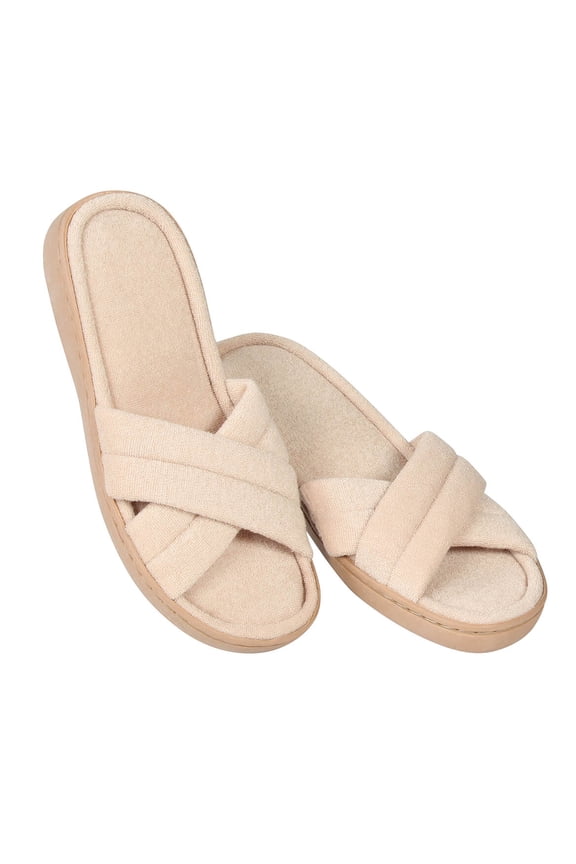 Crossband Comfort Slides Ladies, Beige, Medium