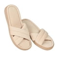 thumbnail image 1 of Crossband Comfort Slides Ladies, Beige, XS, 1 of 3
