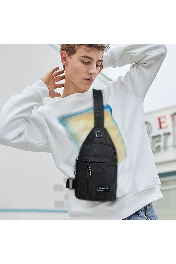 Crossbody Backpack with Headphone Hole, Multipurpose Oxford Cloth Sling Bag, Large Capacity Multiple Compartments, for Hiking, Travel, and Daily Commute